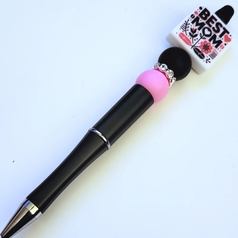 Handmade Best Mom Beaded Silicone Focal Bead Pen